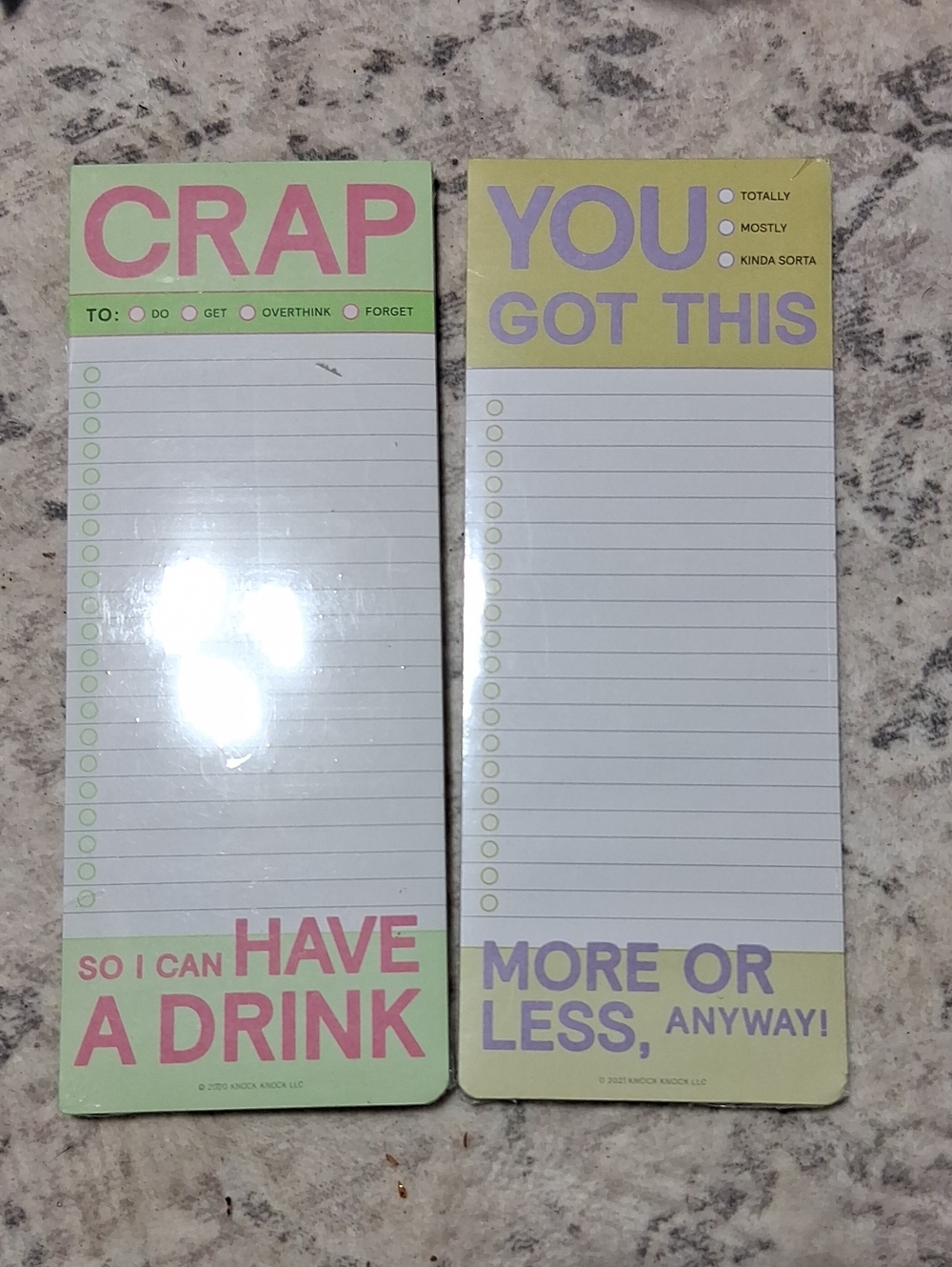 Knock Knock Pastel Green & Pastel Yellow Notepad Duo - CRAP / YOU GOT THIS